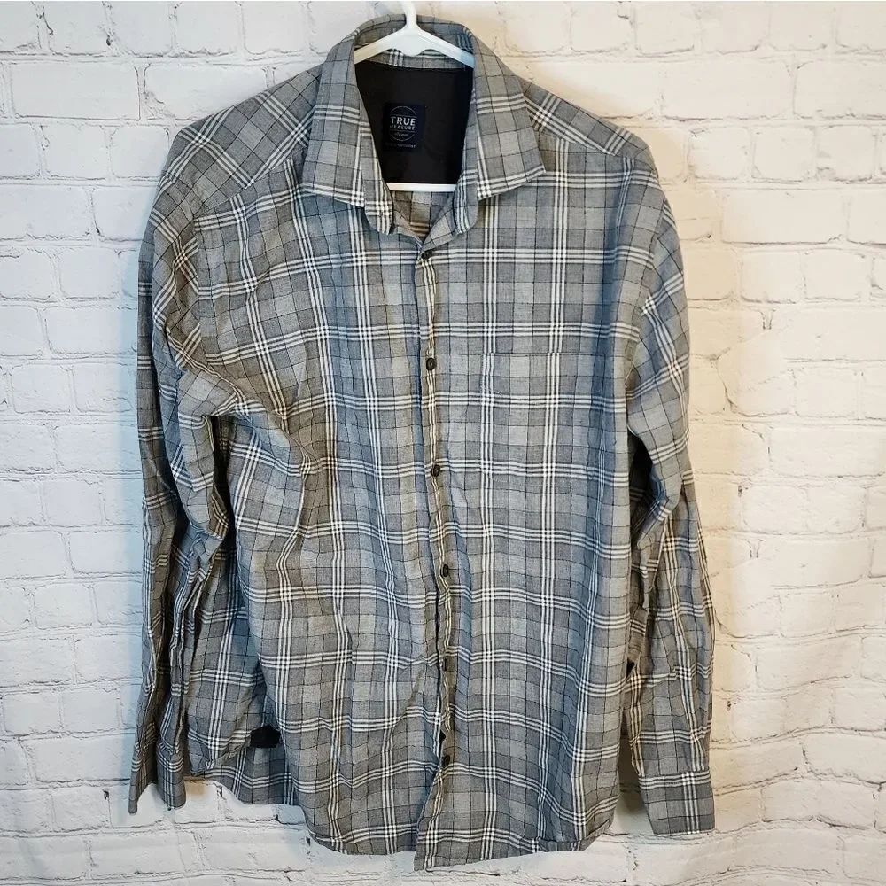 Men's True Measure longsleeve button-down shirt, size Medium
